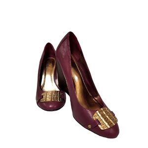 Carlos Falchi Deep Mauve/Purple Leather Pumps Size 5